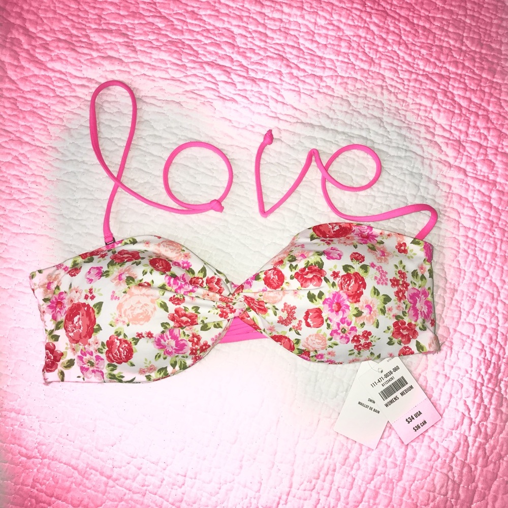 New A&F Bikini Top, floral, cute, pink